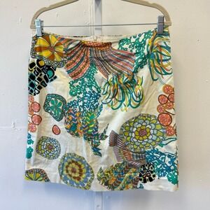 Trina Turk Multicolor Paisley Floral Summer Pencil Skirt Sz 10 Beige